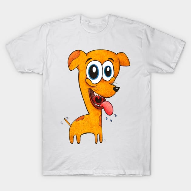 Happy Pup - Cute and Funny Cartoon Dog T-Shirt by Elinaana